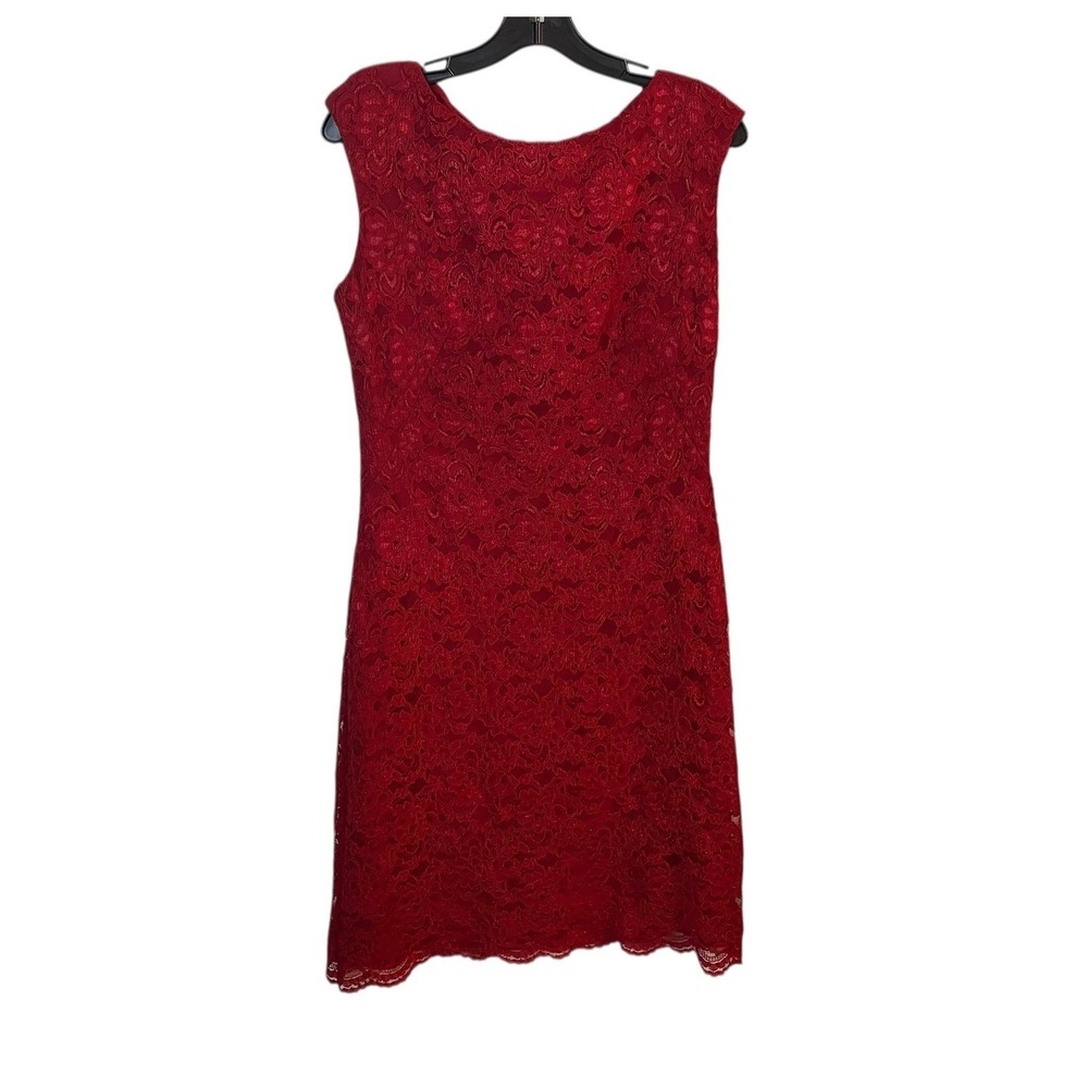 Ralph Lauren Red Rose Lace Evening Dress Women's Size 8 Sleeveless
